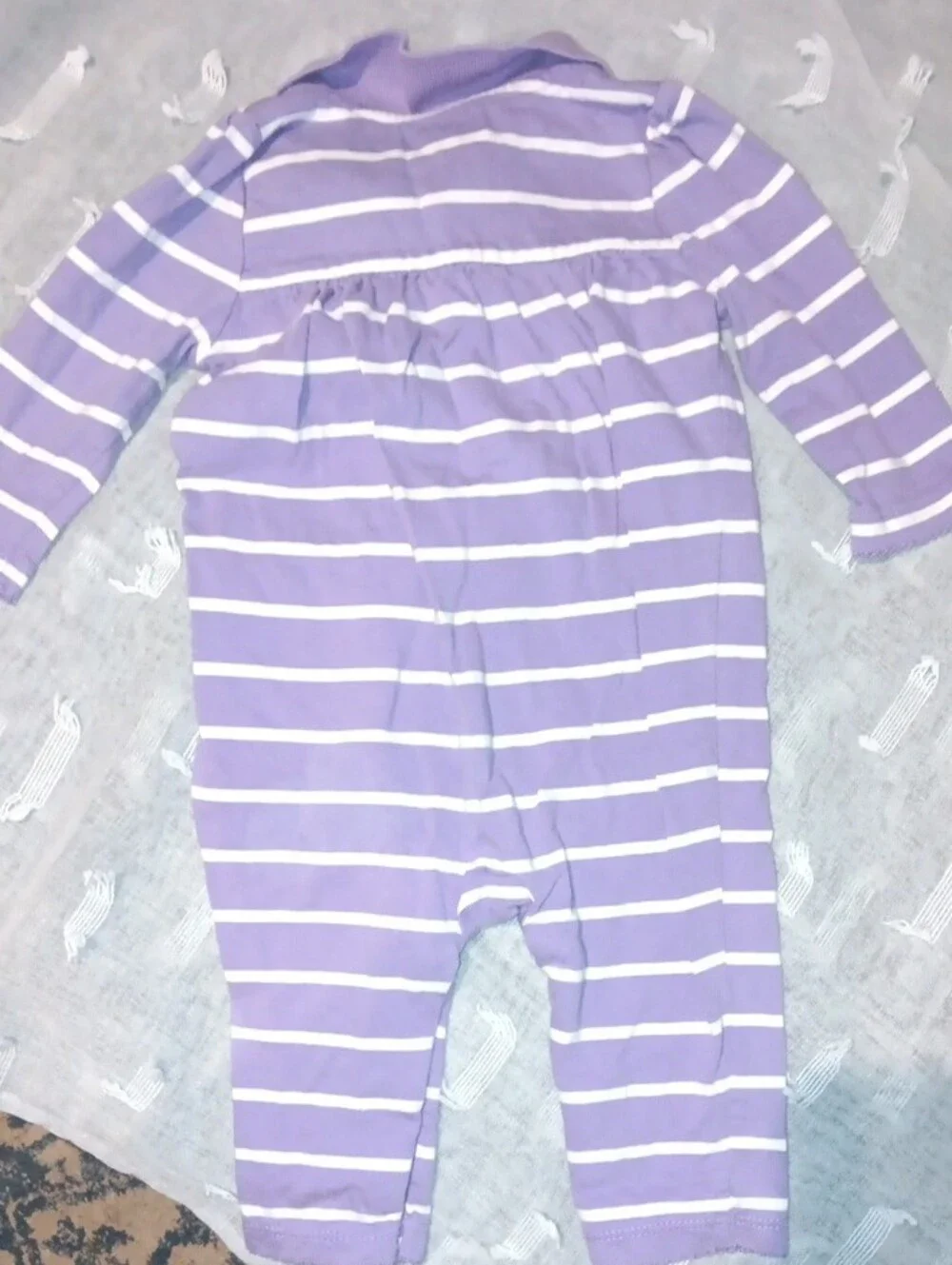 Ralph Lauren Lavender and White Striped Baby One-Piece